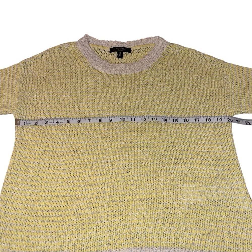 EUC MaxMara Yellow Silver Metallic Crew Neck Sweater 3/4 Sleeve Small Oversized - Picture 7 of 8
